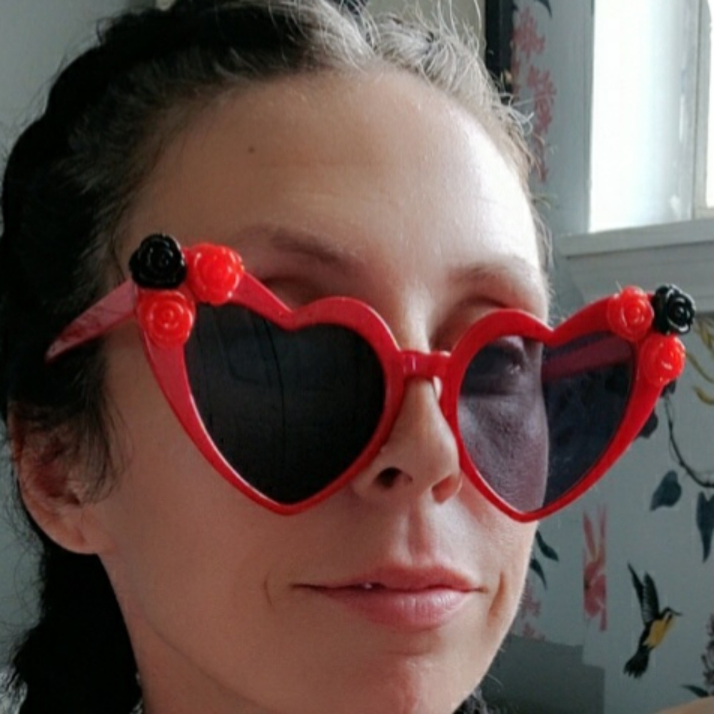 Handmade Heart Sunglasses Goth with Roses
